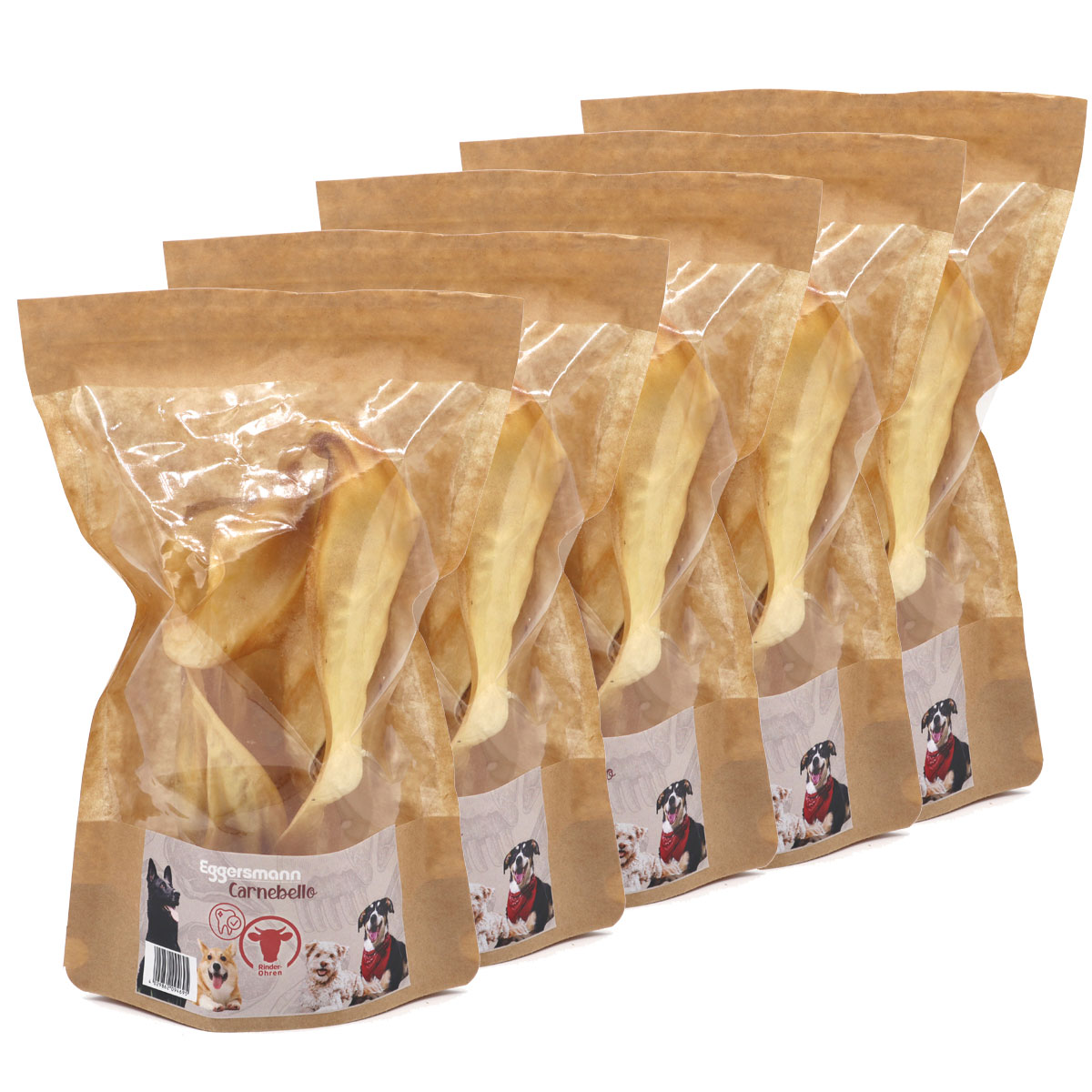 Carnebello - Naturkausnack Rinderohren 5 x 2 Stk