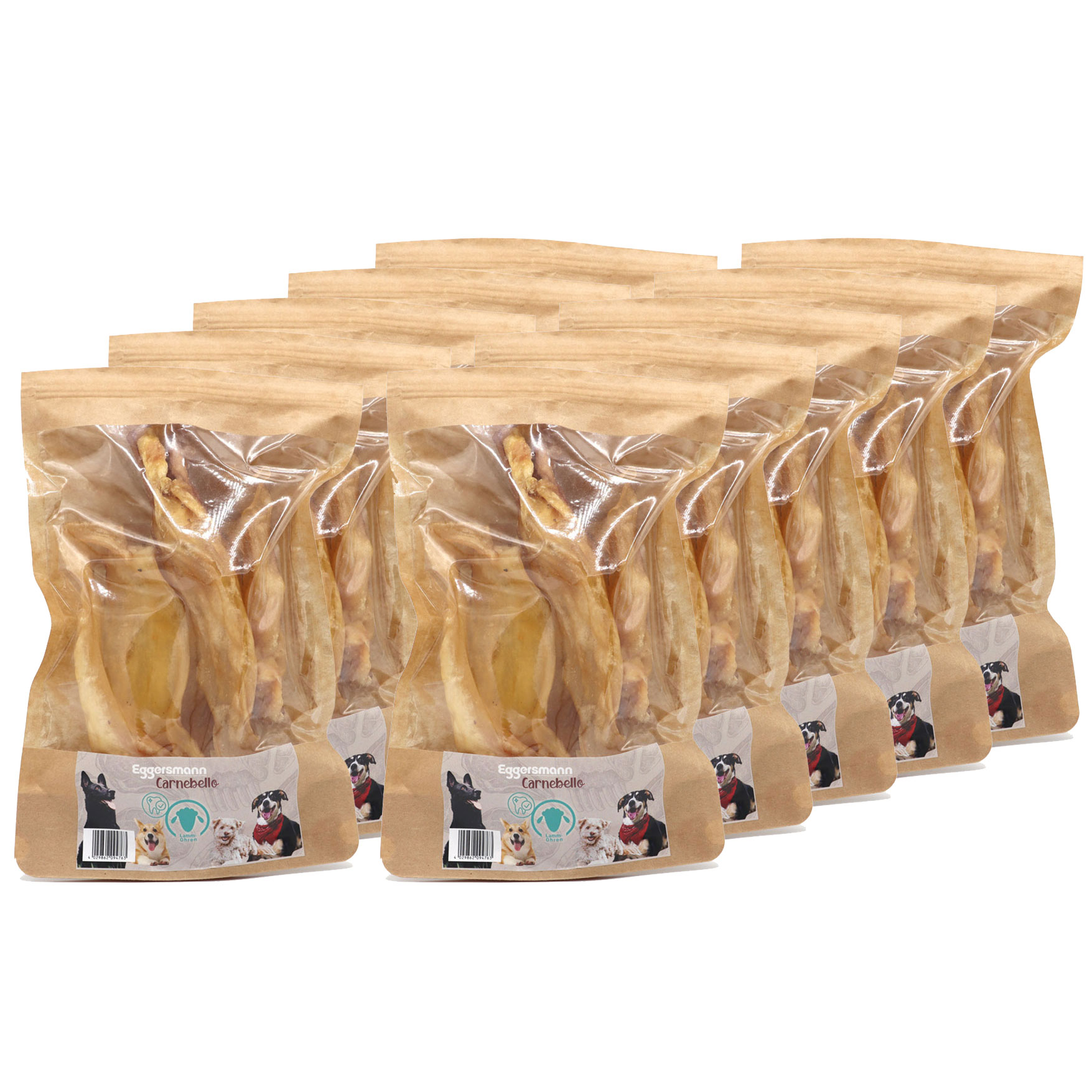 Carnebello - Naturkausnack Lammohren 10 x 4 Stk
